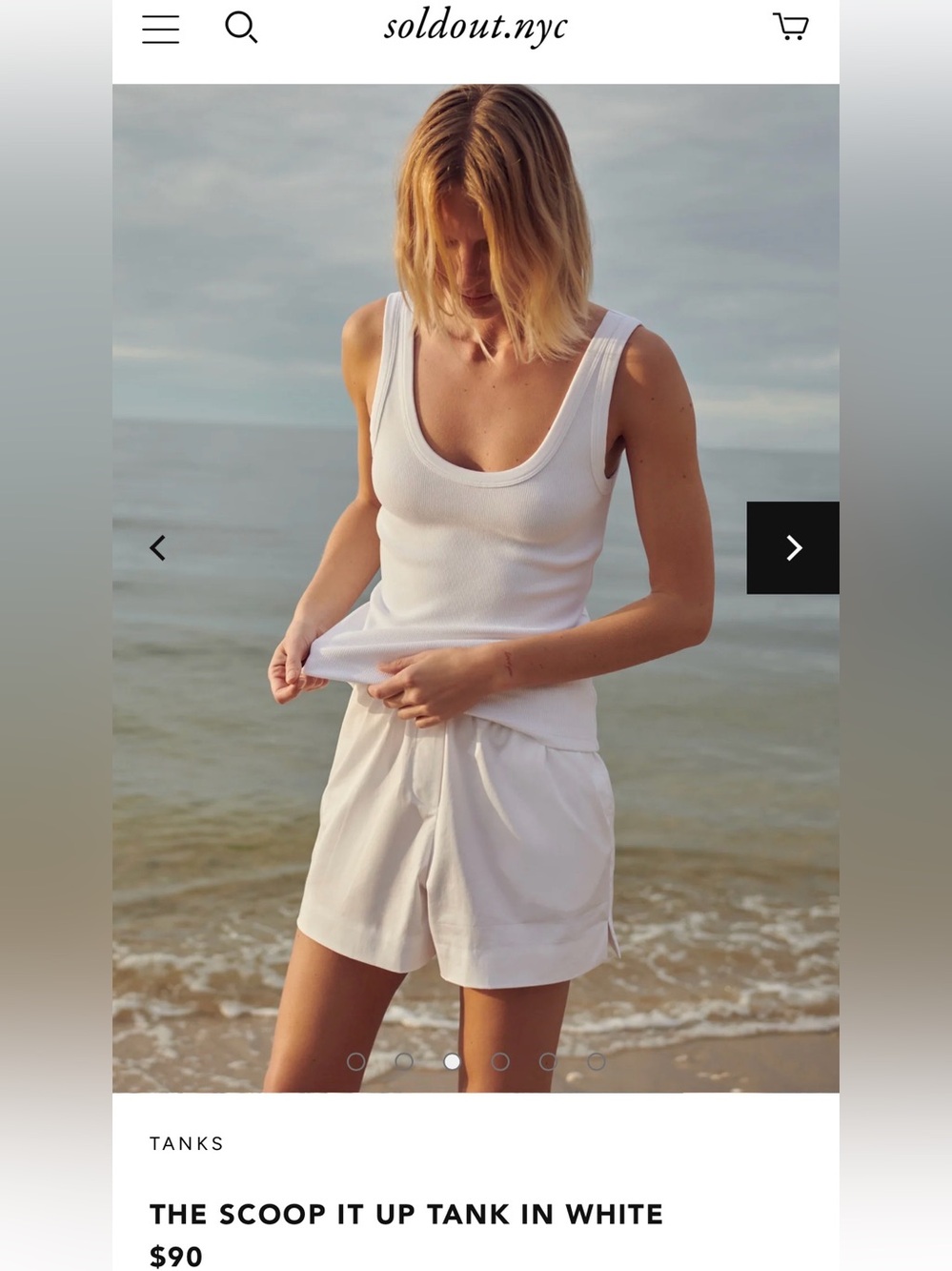 NWT Sold Out NYC The Scoop It Up Tank in White Sz small